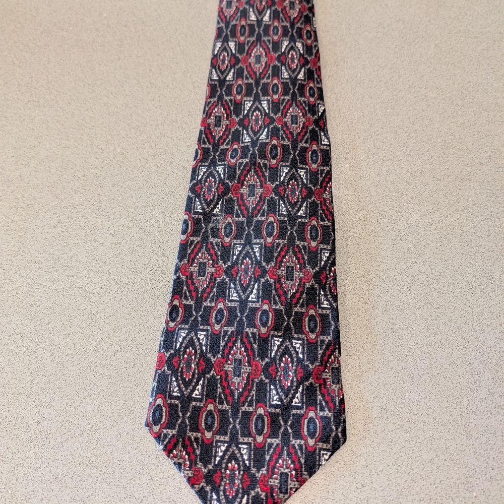Neiman Marcus Geometric Red and Black Tie